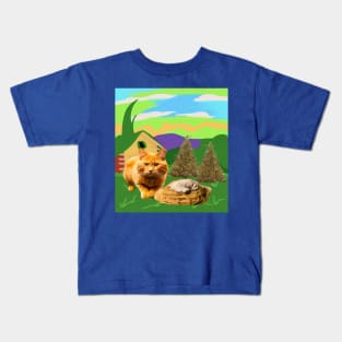 cat loves eating spaghetti Kids T-Shirt